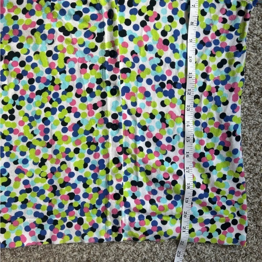 August Silk Multicolor Colorful Polka Dot Rainbow Fitted Notched Collar Cardigan